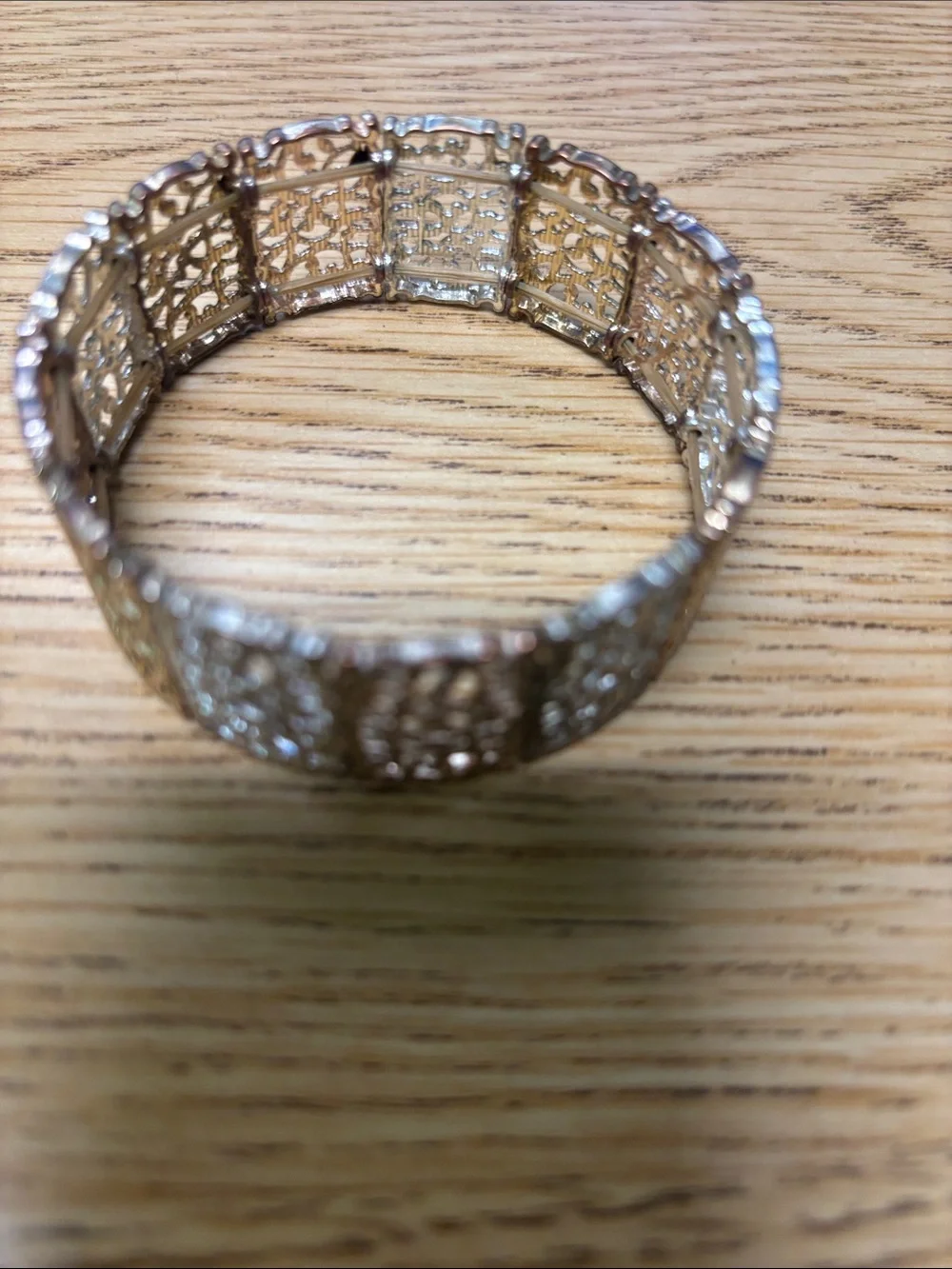Intricate Filigree Stretch Bracelet in Rose-Tone Metal